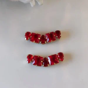 Ear Cuff Gotas e Quadrados Vermelhos - EC031