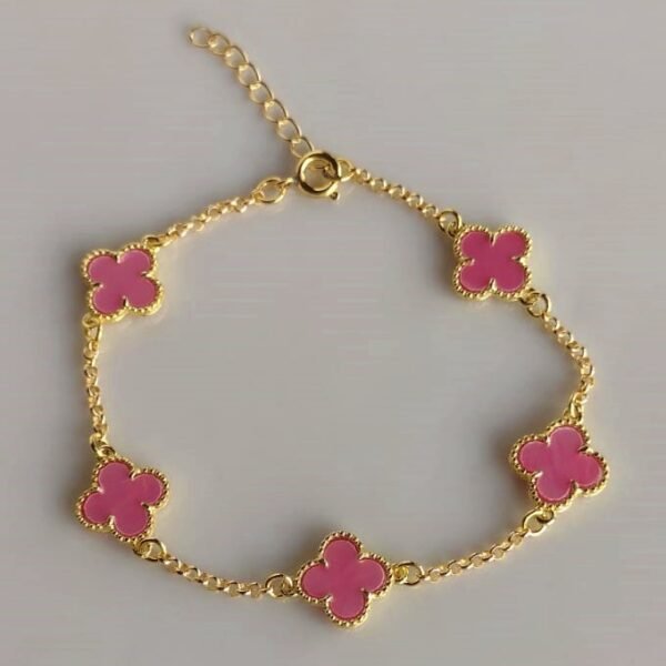 Pulseira Cinco Trevos Rosa Bebê - PS058