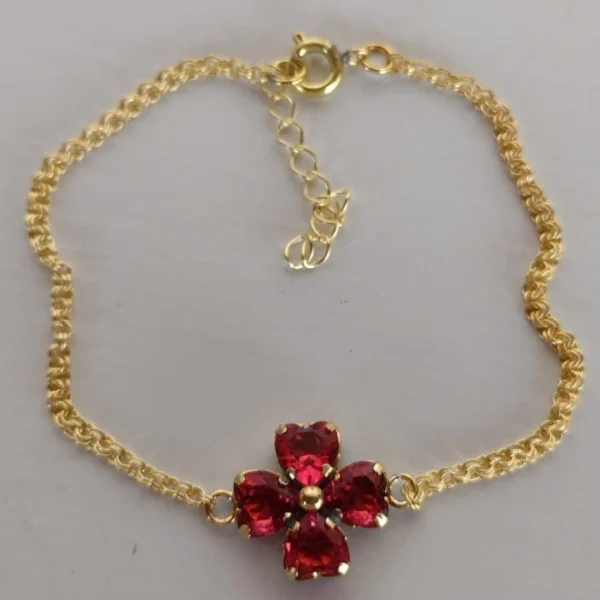 Pulseira Um Trevo Coração Fucsia - PS035