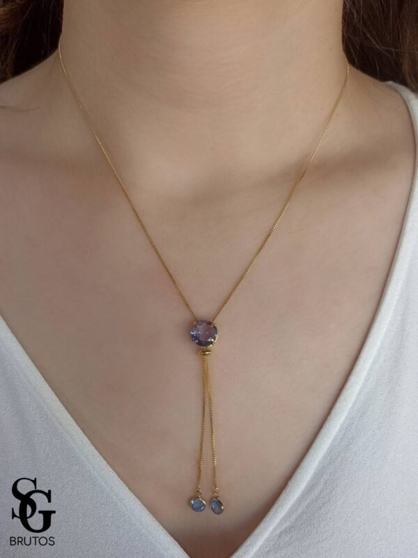 Colar Gravatinha Coração Tanzanite - CL030