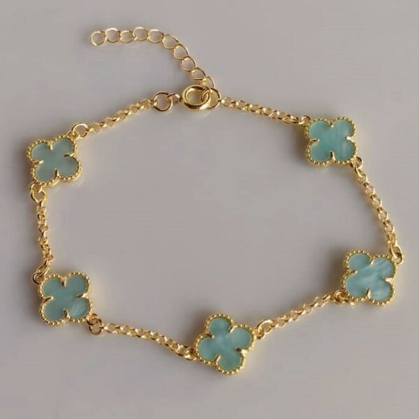 Pulseira Cinco Trevos Azul Aqua - PS060