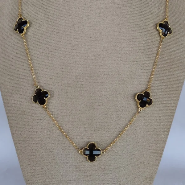 Colar Cinco Trevos Preto - CL062