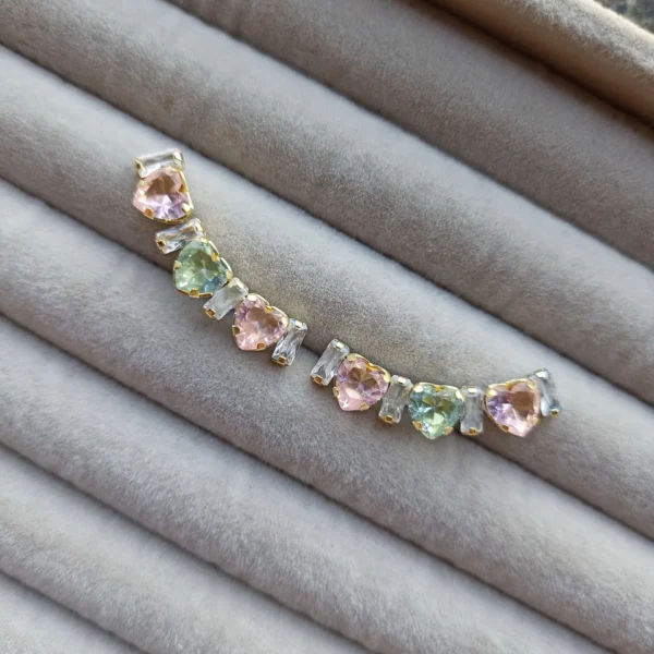 Brinco Ear Cuff de Coração e Baguete - EC039