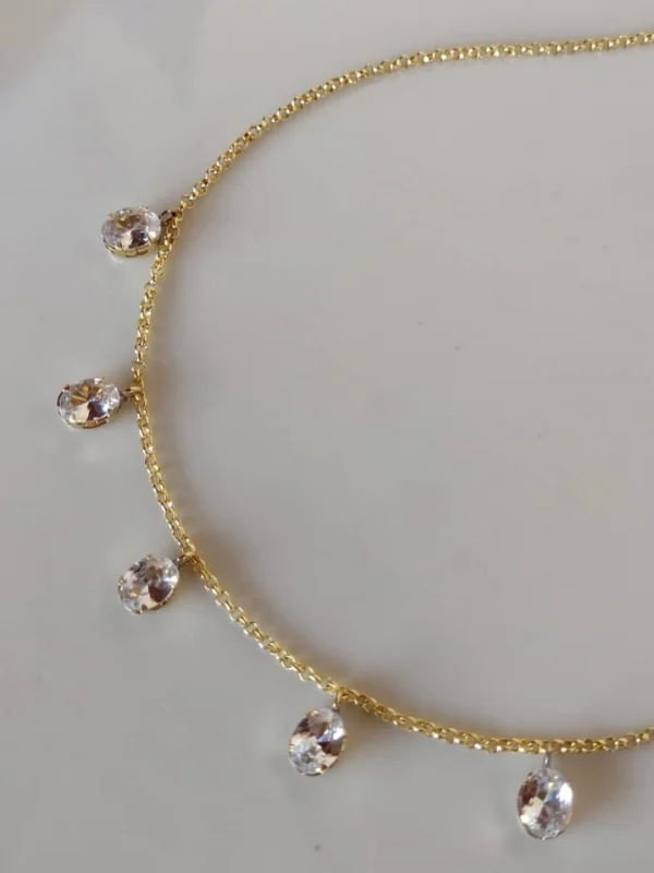 Colar Zircônias Ovais Cristais - CL100