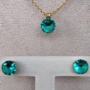 Conjunto de Zircônias Redondas Verde água - CZ008