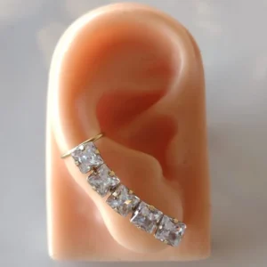 Ear Cuff Zircônias Quadradas Cristal - EC034