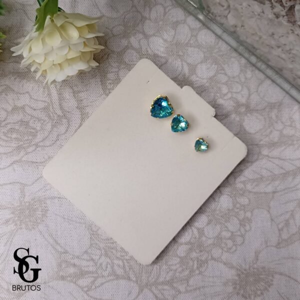 Trio de Zircônias Coração Capri Blue - TR015
