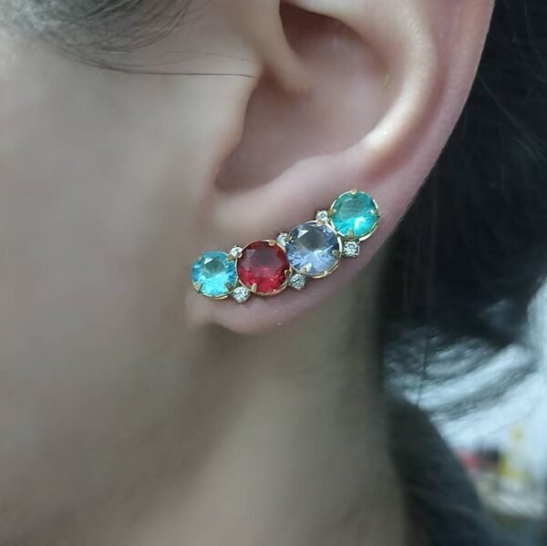 792550_927a50fdc3754ae2a061a83917aabf11mv2.jpg Brinco Ear Cuff em Zircônias Coloridas redondas - EC008