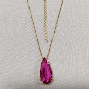 Colar de Zircônia em Gota Fucsia - CL050