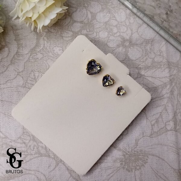 Trio Zircônias Coração Tanzanite  - TR012