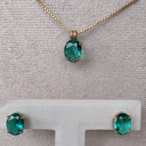 Conjunto de Zircônias Ovais Verde Água - CZ009
