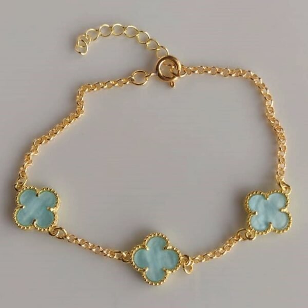 Pulseira Três Trevos Azul Aqua - PS063