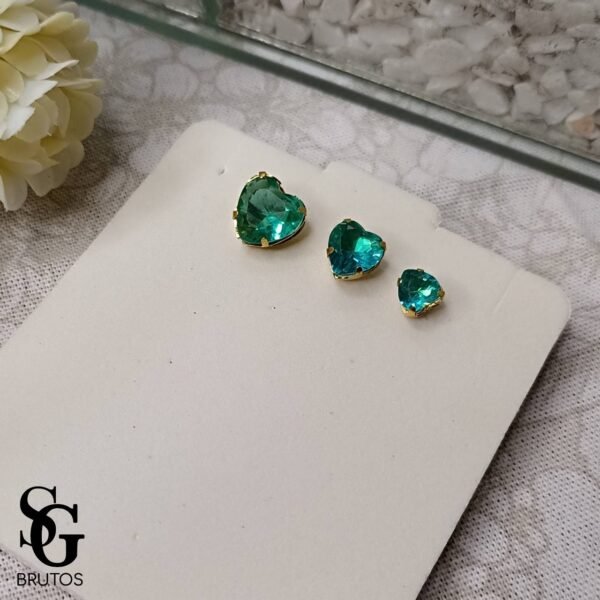 Trio Zircônia Coração Green Turmaline - TR011