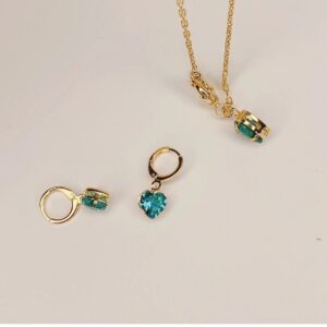 Conjunto de Zircônias Coração Verde - CZ007