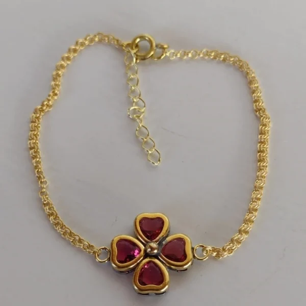 Pulseira Um Trevo Coração Borda Fucsia - PS040