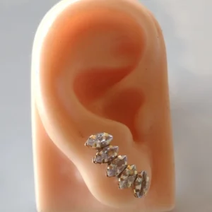 Ear Cuff Zircônia Navete Cristal - EC035