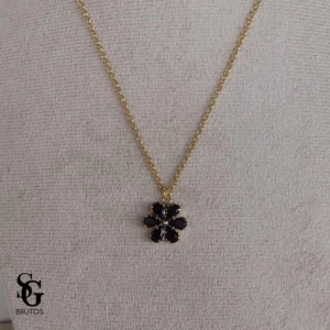Colar de Flor de Zircônias Preto - CL091