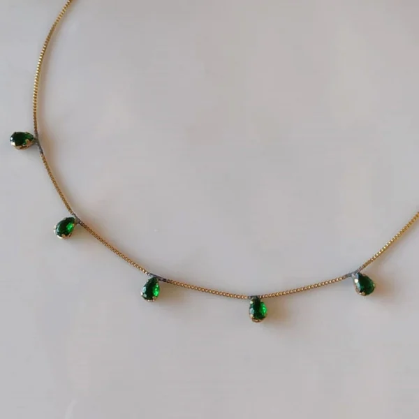 Colar Pequenas Gotas Verdes - CL082