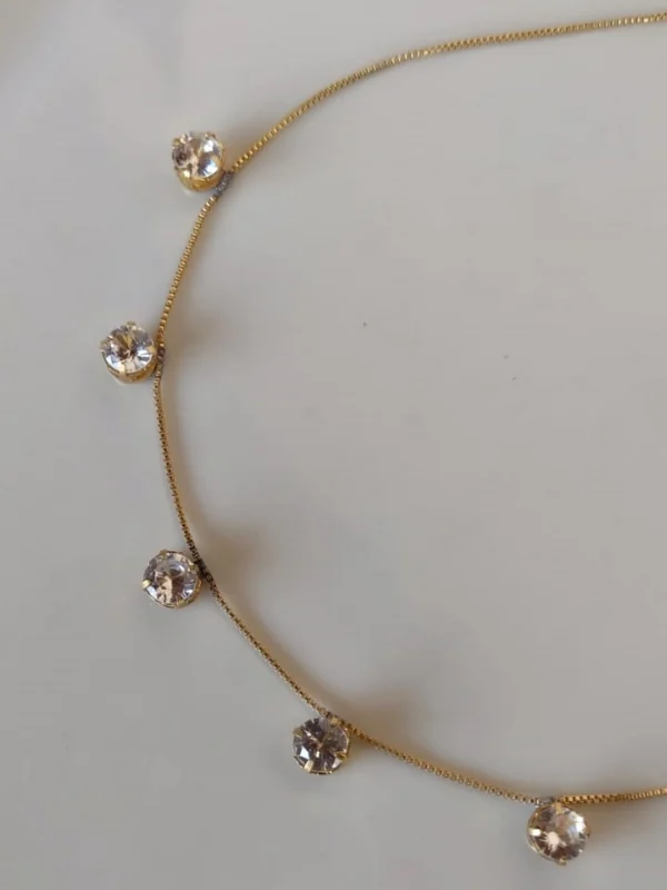 Colar Zircônias Redondas Cristais - CL102