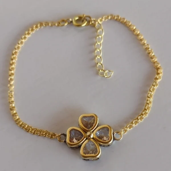 Pulseira Um Trevo Coração Borda Cristal - PS042