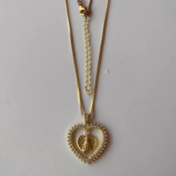 Colar Coração Cravejado Nossa Senhora - CL159