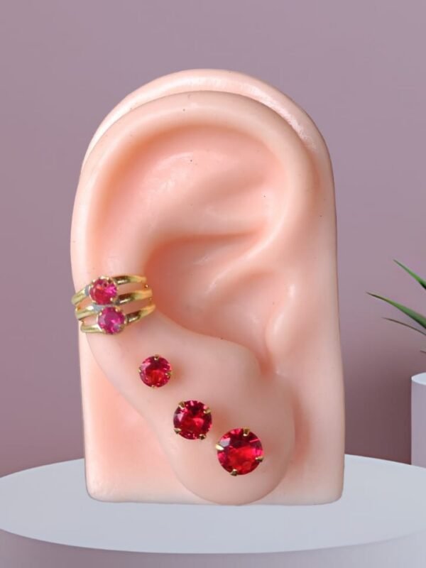 Mix de Trios de Zircônias Vermelhas + Piercing Fake - MX007